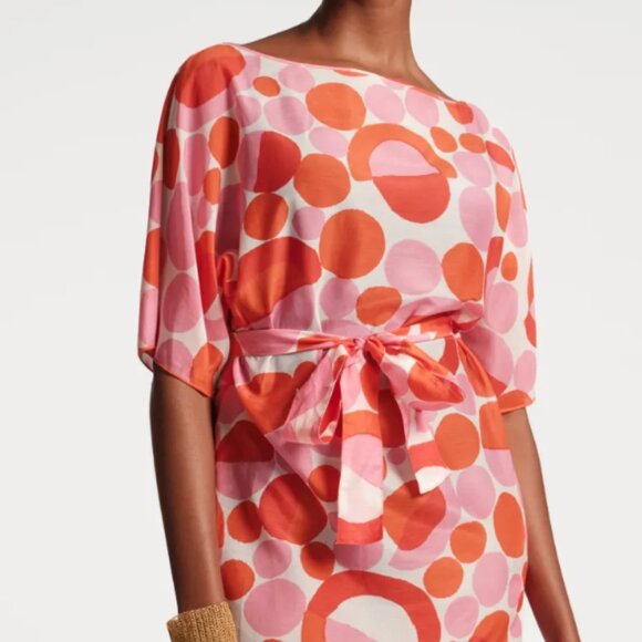 NWT  FRANCES VALENTINE MARGEUERITE XL MAXI PROSECCO PRINT SWIM COVERUP CAFTAN - Picture 4 of 9